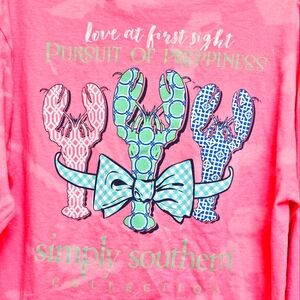 SIMPLY SOUTHERN Love at First Sight Pursuit of Happiness Crab Shirt Pink…